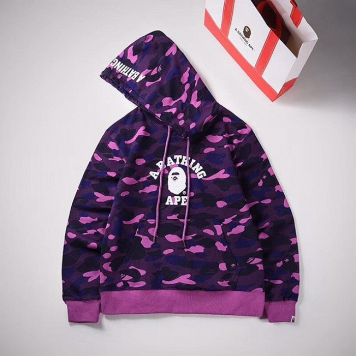 Bape Color Camo College Pullover Hoodies Purple