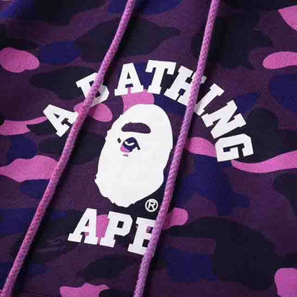 Bape Color Camo College Pullover Hoodies Purple