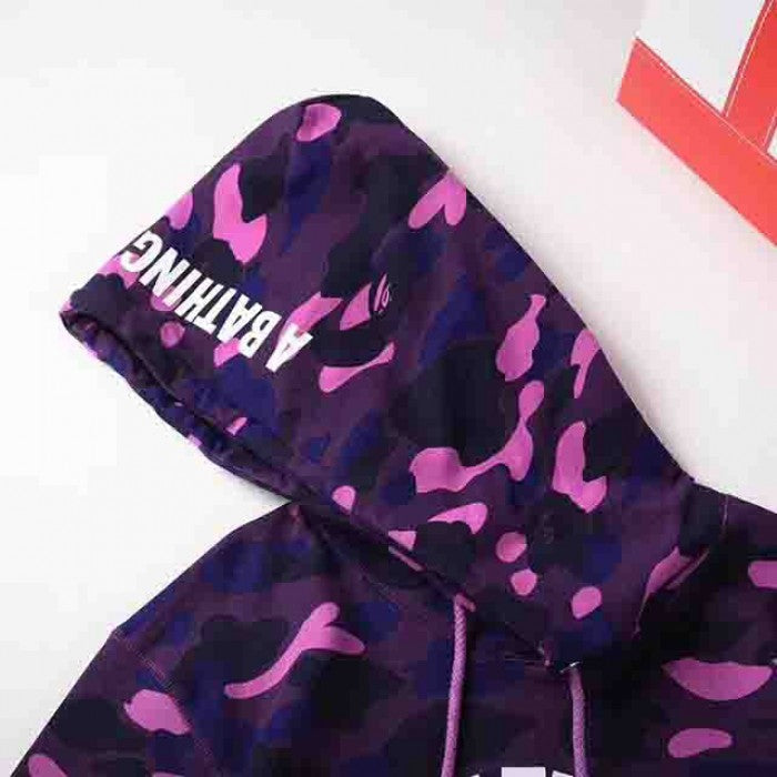 Bape Color Camo College Pullover Hoodies Purple