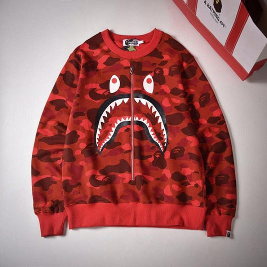 Bape 1st Camo Shark Crewneck Red