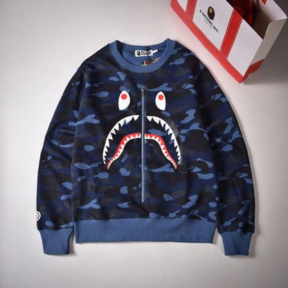 Bape 1st Camo Shark Crewneck Blue