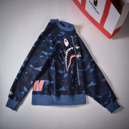 Bape 1st Camo Shark Crewneck Blue