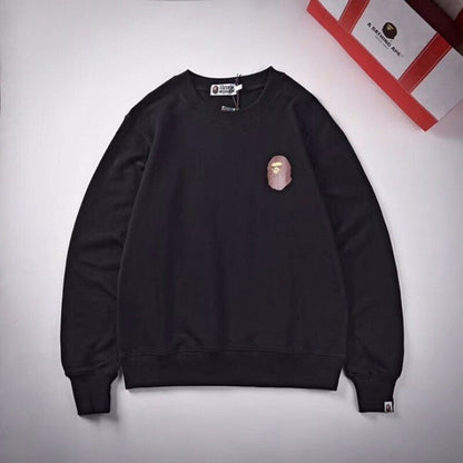 Bape pattern badge neck sweater black