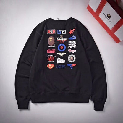 Bape pattern badge neck sweater black