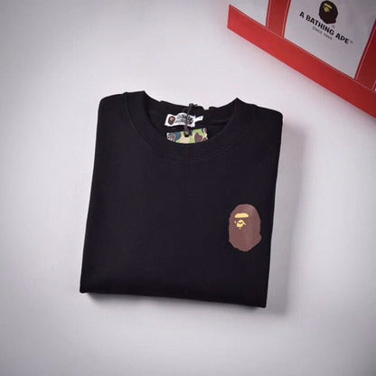 Bape pattern badge neck sweater black