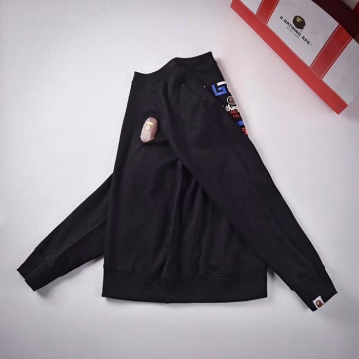 Bape pattern badge neck sweater black