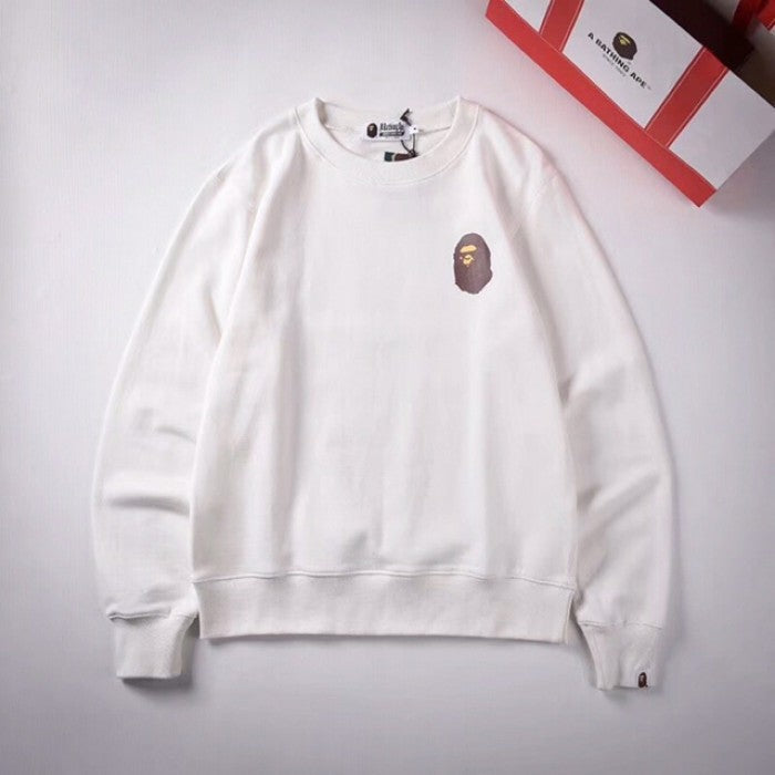 Bape pattern badge neck sweater white