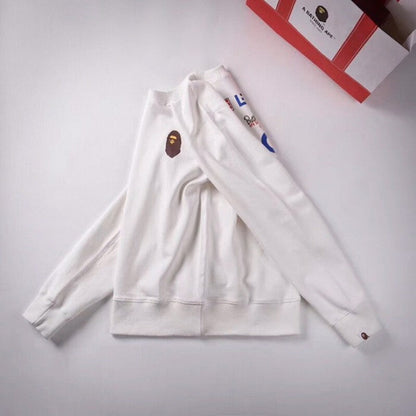 Bape pattern badge neck sweater white