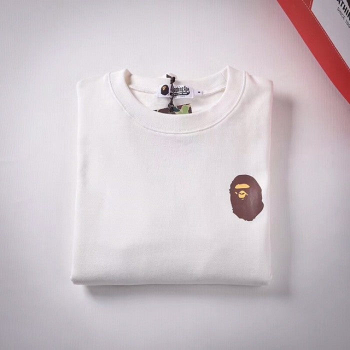 Bape pattern badge neck sweater white