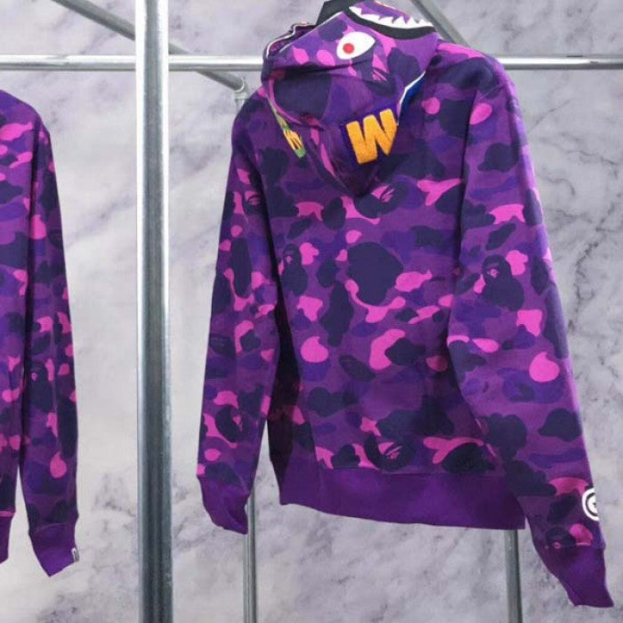 Bape Shark Full Zip Hoodie Purple