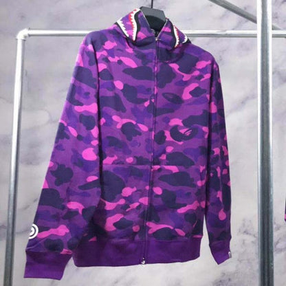 Bape Shark Full Zip Hoodie Purple