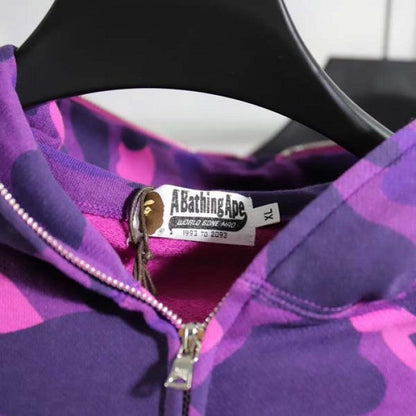 Bape Shark Full Zip Hoodie Purple