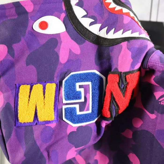 Bape Shark Full Zip Hoodie Purple