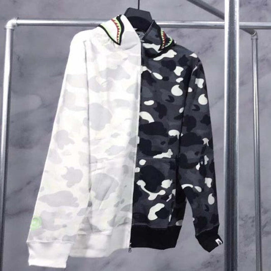 Bape Shark Full Zip Hoodie Black with white