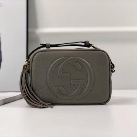 Gucci Soho Small Leather Disco Bag Grey 308364