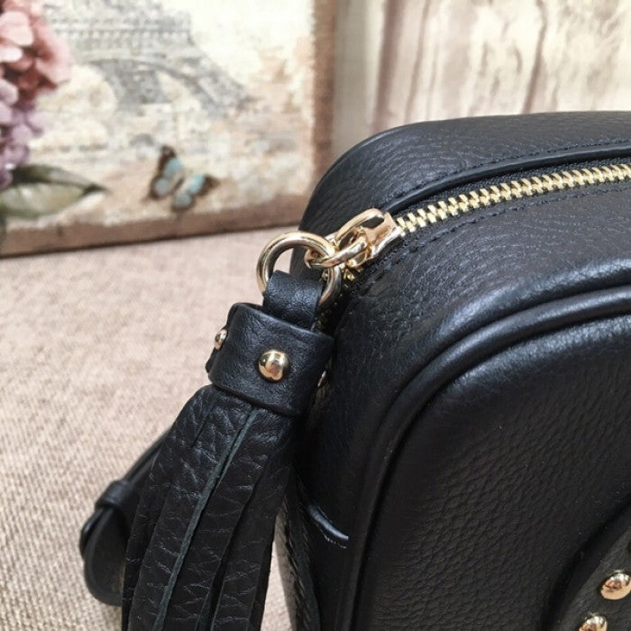 Gucci Soho Small Leather Disco Bag Black with Studs 308364