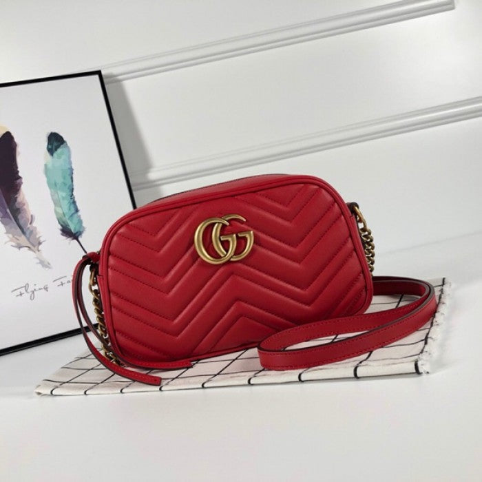 Gucci GG Marmont Small Matelasse Shoulder Bag Red 447632