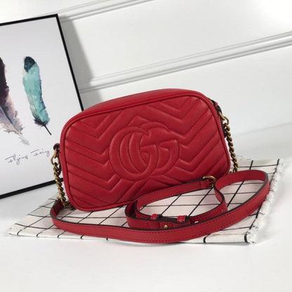 Gucci GG Marmont Small Matelasse Shoulder Bag Red 447632