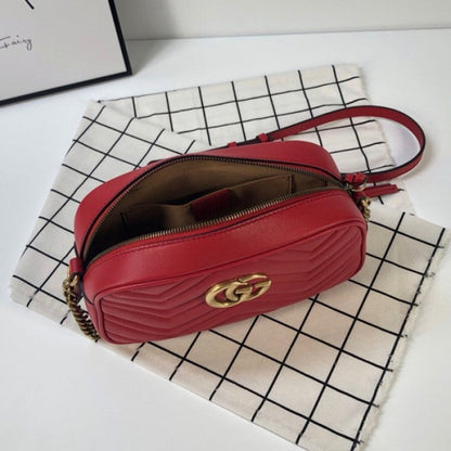 Gucci GG Marmont Small Matelasse Shoulder Bag Red 447632