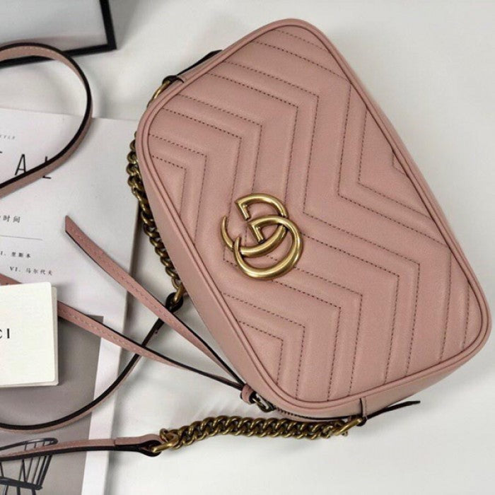 Gucci GG Marmont Small Matelasse Shoulder Bag Pink 447632