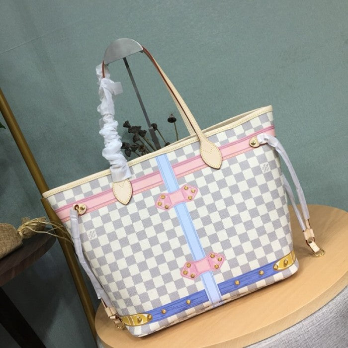 LV Damier Azur Neverfull MM N41056