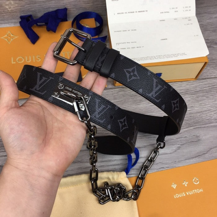 LV Monogram Eclipse Signature Chain 35MM Belt M0179T