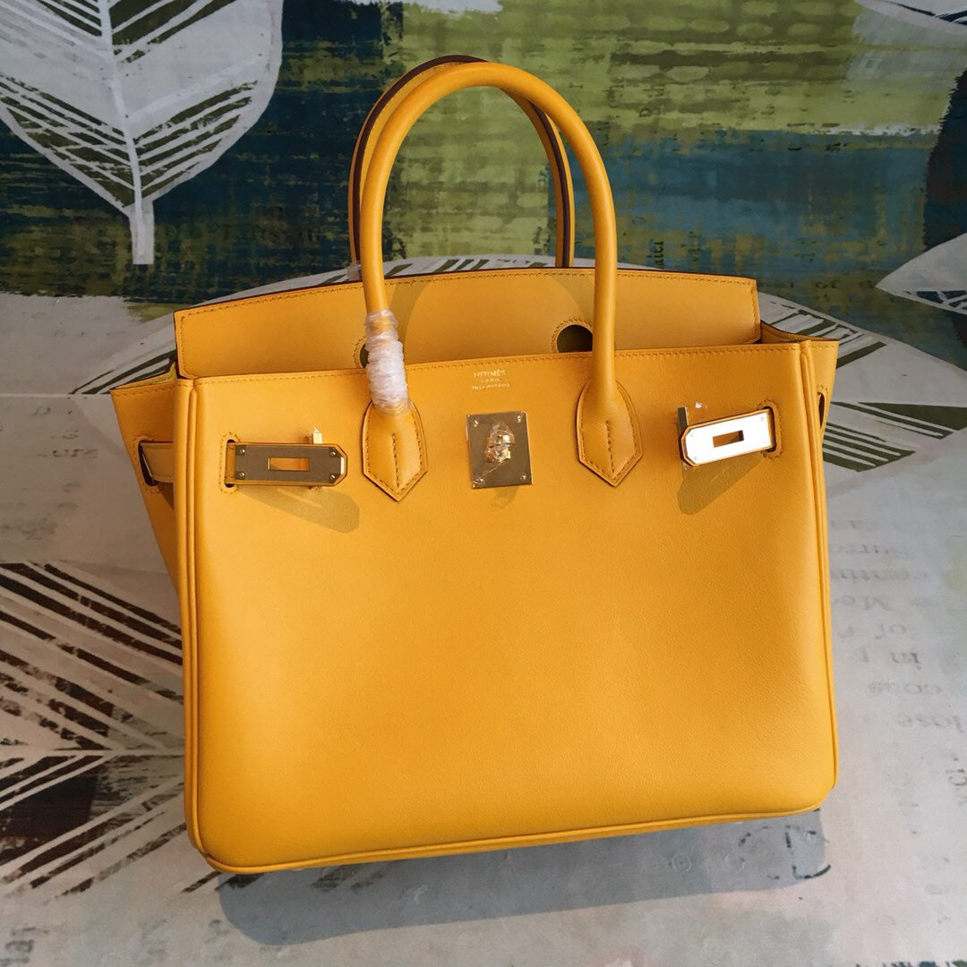 HM Birkin Yellow For Women Gold Toned Hardware 11in/30cm