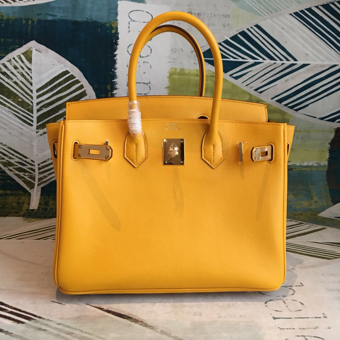 HM Birkin Yellow For Women Gold Toned Hardware 11in/30cm