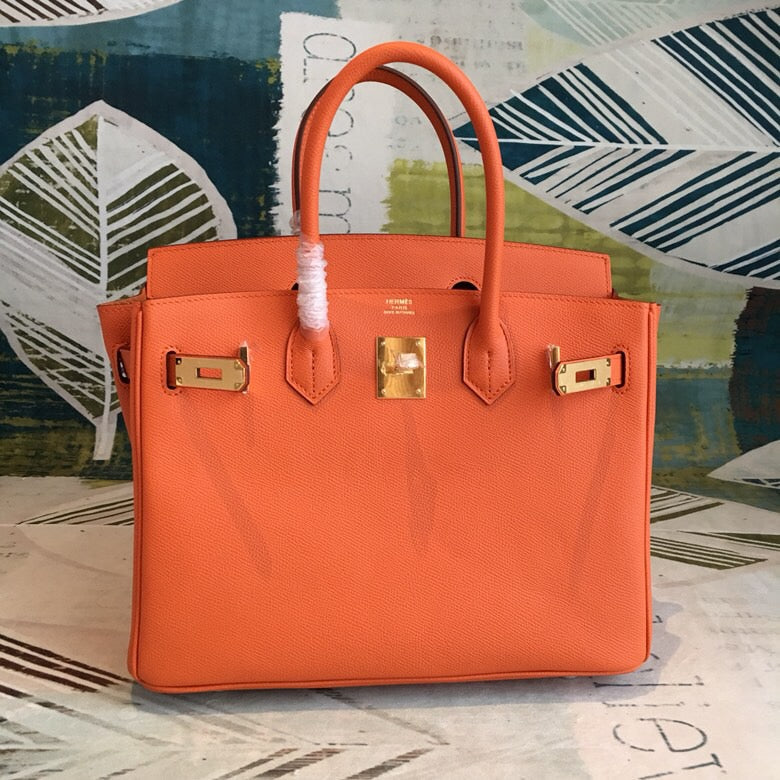 HM Birkin Orange For Women Gold Toned Hardware 11in/30cm