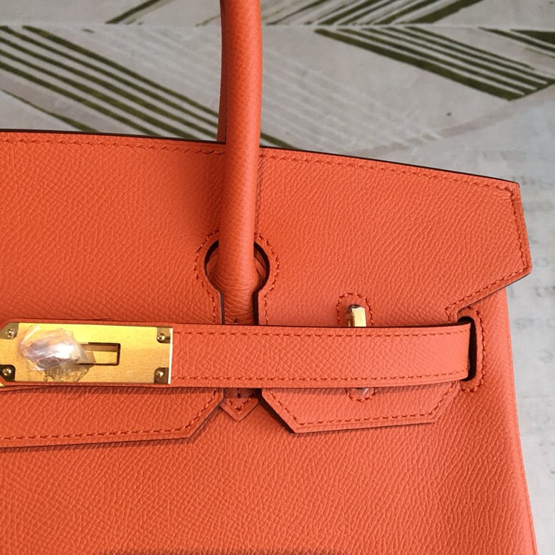 HM Birkin Orange For Women Gold Toned Hardware 11in/30cm