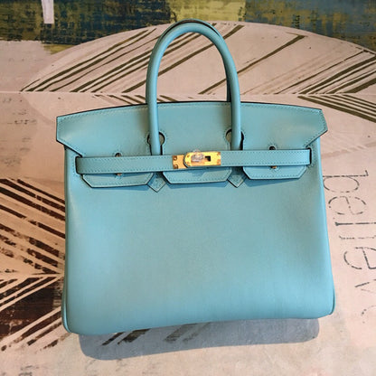 HM Birkin Light Blue For Women Gold Toned Hardware 9.8in/25cm