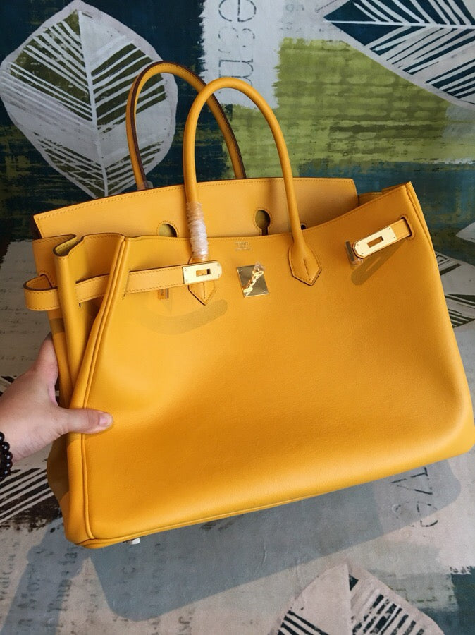 HM Birkin Yellow For Women Gold Toned Hardware 11.8in/30cm