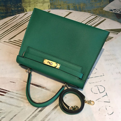 HM Kelly 28 Vert Jade Green Bag For Women, Handbags, Shoulder Bags 11in/28cm