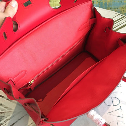 HM Birkin Red For Women Gold Toned Hardware 11.8in/30cm