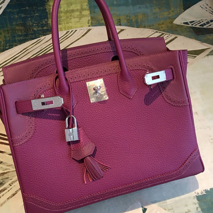 HM Birkin Violet For Women Silver Toned Hardware 11.8in/30cm