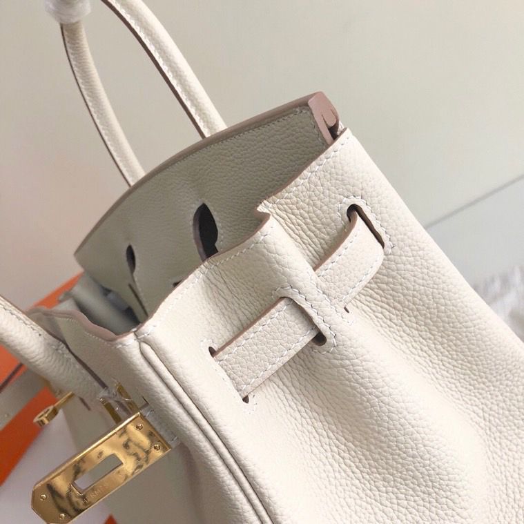 HM Birkin White For Women Silver Toned Hardware 13.8in/35cm