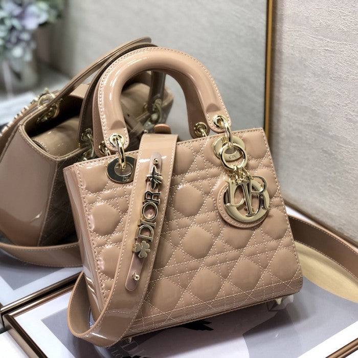 Small Lady Dior My ABCDior Bag Beige Patent