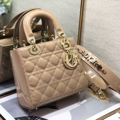 Small Lady Dior My ABCDior Bag Beige Patent