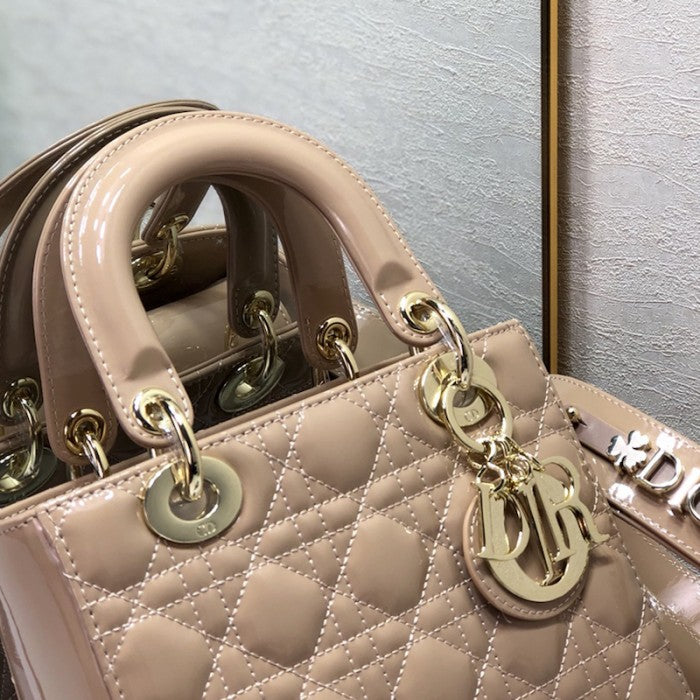 Small Lady Dior My ABCDior Bag Beige Patent