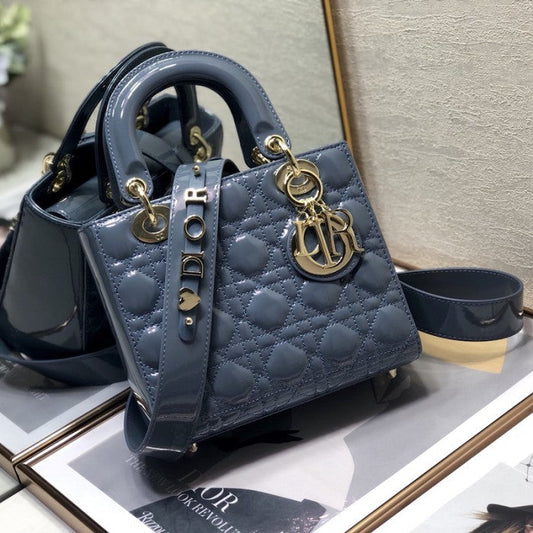 Small Lady Dior My ABCDior Bag Blue Patent