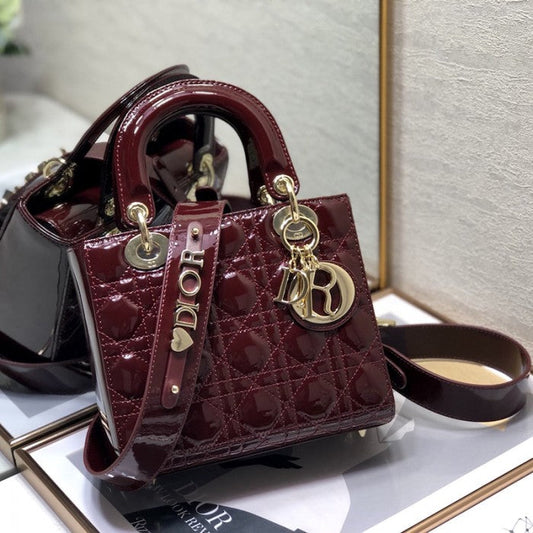 Small Lady Dior My ABCDior Bag Burgundy Patent