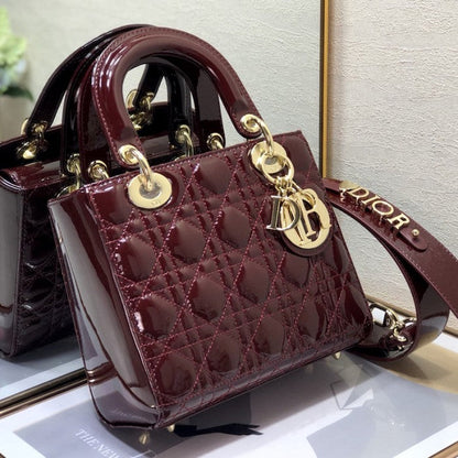 Small Lady Dior My ABCDior Bag Burgundy Patent