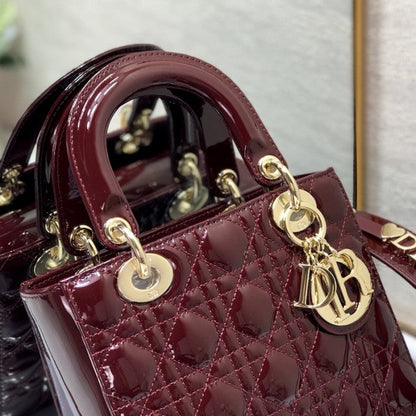 Small Lady Dior My ABCDior Bag Burgundy Patent