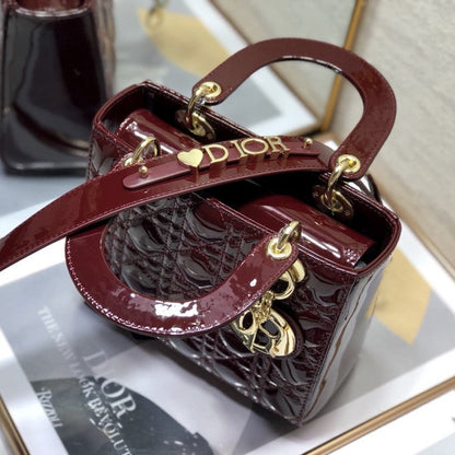 Small Lady Dior My ABCDior Bag Burgundy Patent