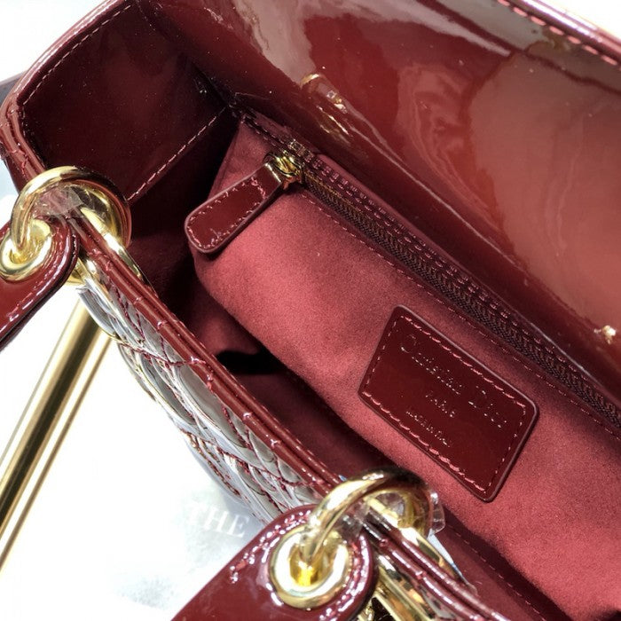 Small Lady Dior My ABCDior Bag Burgundy Patent