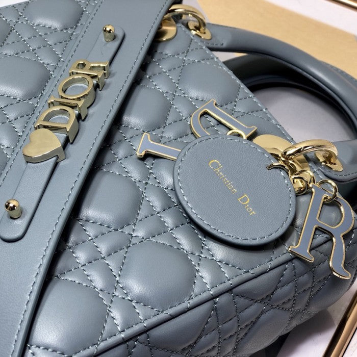 Small Lady Dior My ABCDior Bag Blue Lambskin