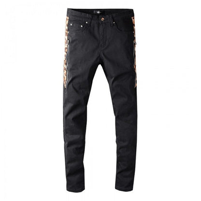 Amiri Leopard Half Track Broken Denim Black