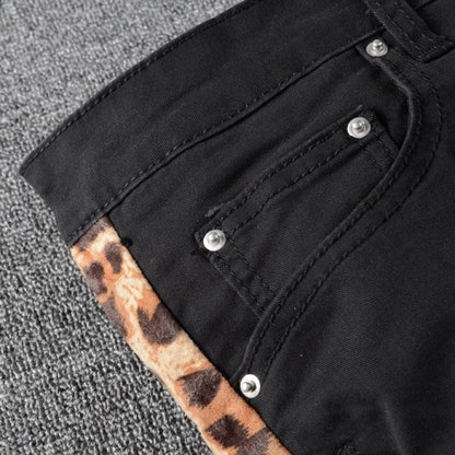 Amiri Leopard Half Track Broken Denim Black