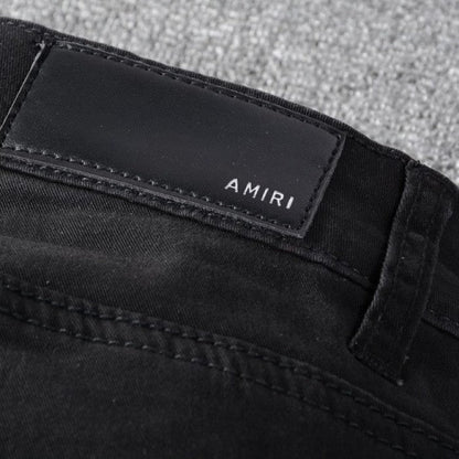 Amiri Leopard Half Track Broken Denim Black