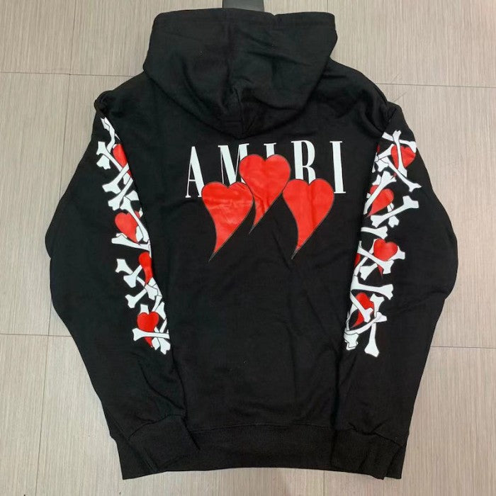 Amiri 3 Hearts Bones Hoodie Black